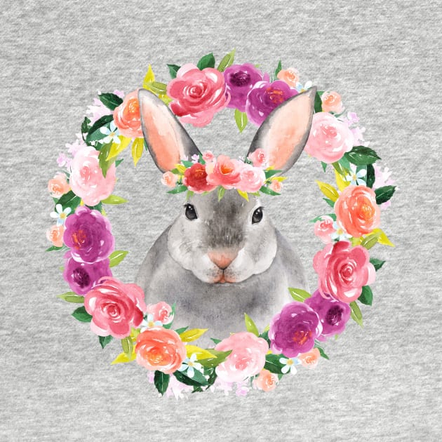 Adorable Floral Bunny Rabbit T-Shirts & Accessories for Bunny and Rabbit Lovers Gift by MIRgallery